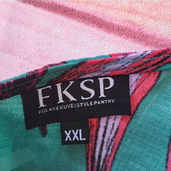 FKSP‎ Folake Kuye Teal Leilani Jade One Shoulder Tropical Draped Maxi Dre… - Picture 10 of 10